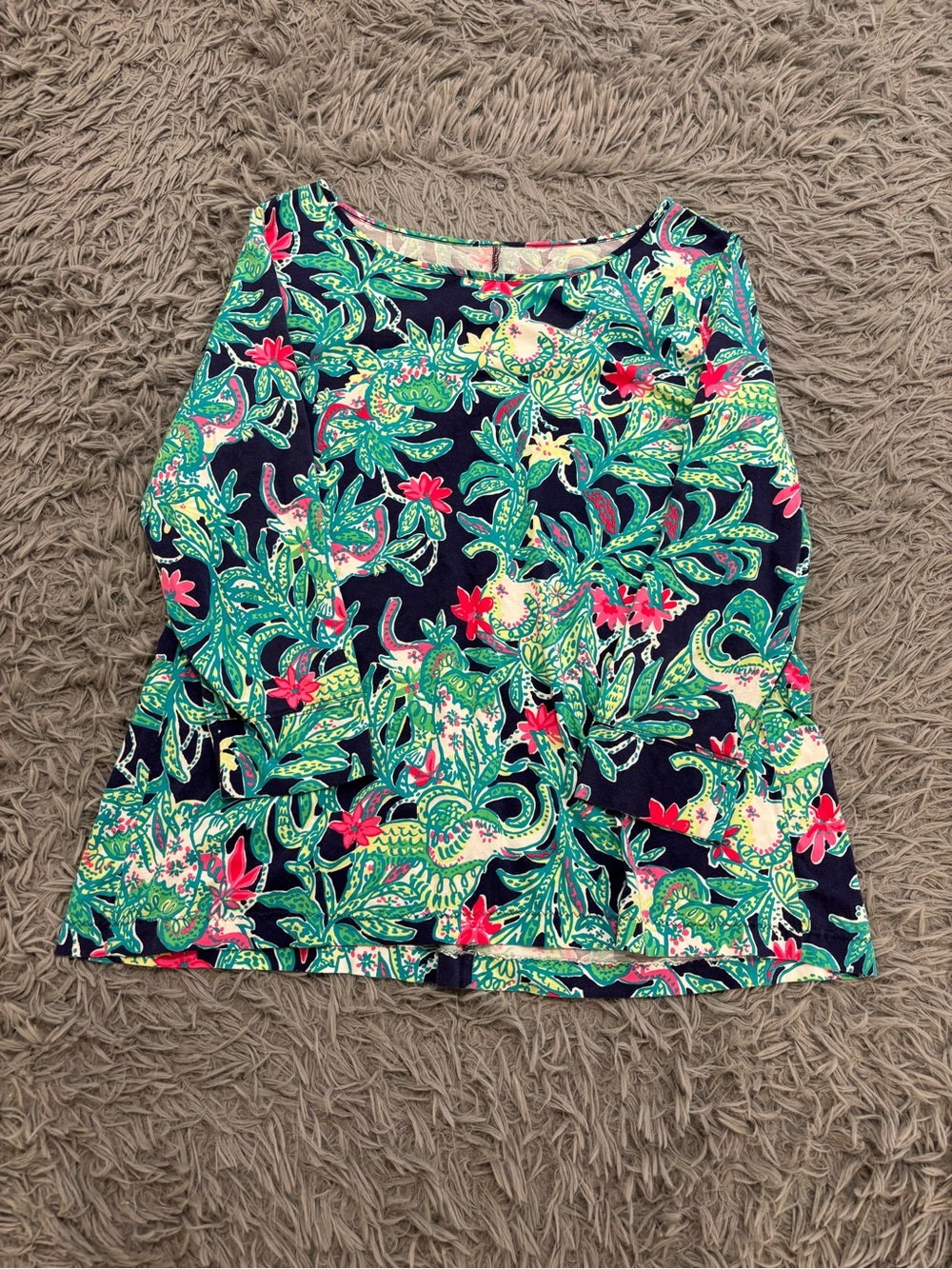 Lilly Pulitzer Womens Trunk Show Tunic Top Multicolor Floral XL Coastal Tropical